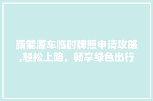 新能源车临时牌照申请攻略,轻松上路，畅享绿色出行