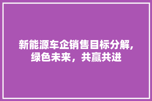 新能源车企销售目标分解,绿色未来，共赢共进