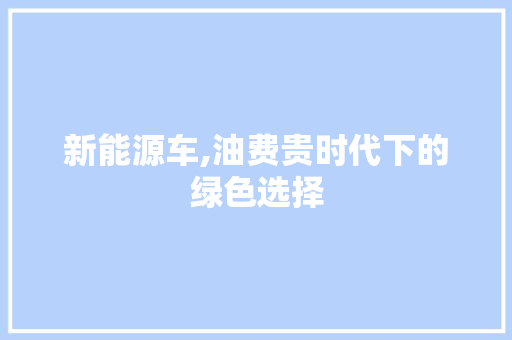 新能源车,油费贵时代下的绿色选择
