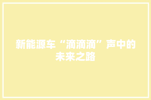 新能源车“滴滴滴”声中的未来之路 车载导航