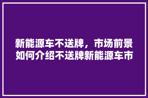 新能源车不送牌，市场前景如何介绍不送牌新能源车市场的潜力与挑战