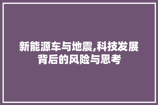新能源车与地震,科技发展背后的风险与思考