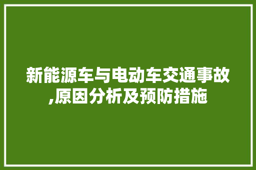 新能源车与电动车交通事故,原因分析及预防措施