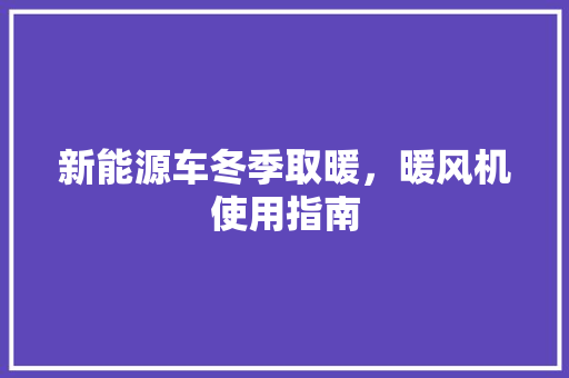 新能源车冬季取暖，暖风机使用指南