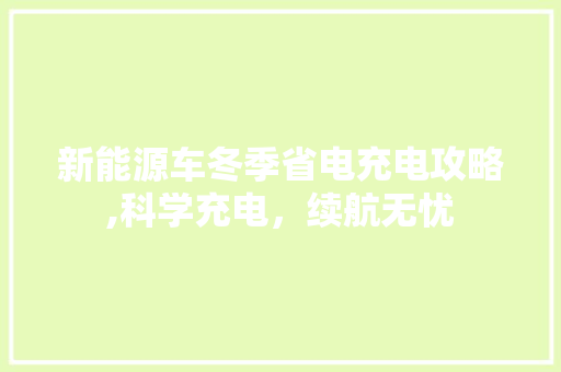 新能源车冬季省电充电攻略,科学充电，续航无忧