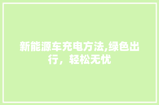 新能源车充电方法,绿色出行，轻松无忧