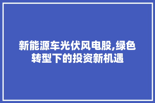 新能源车光伏风电股,绿色转型下的投资新机遇
