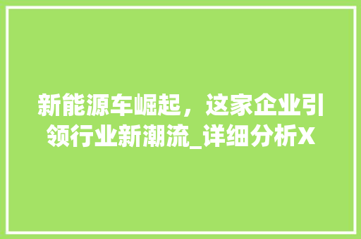 新能源车崛起，这家企业引领行业新潮流_详细分析XX新能源股票