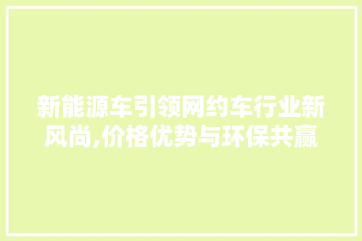 新能源车引领网约车行业新风尚,价格优势与环保共赢