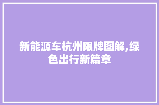 新能源车杭州限牌图解,绿色出行新篇章