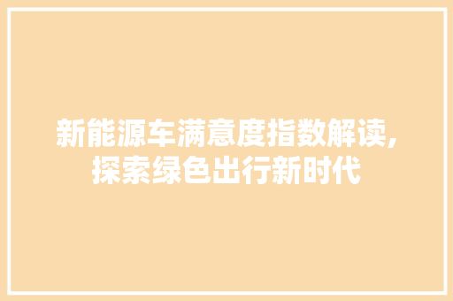 新能源车满意度指数解读,探索绿色出行新时代 车载导航