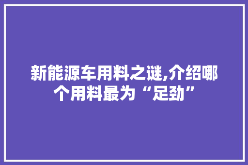 新能源车用料之谜,介绍哪个用料最为“足劲”