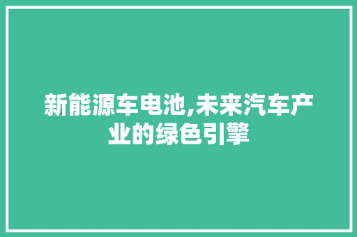 新能源车电池,未来汽车产业的绿色引擎