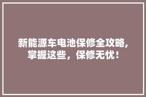 新能源车电池保修全攻略,掌握这些，保修无忧！
