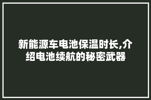 新能源车电池保温时长,介绍电池续航的秘密武器