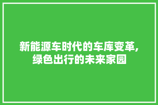 新能源车时代的车库变革,绿色出行的未来家园 自动驾驶