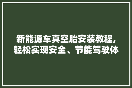新能源车真空胎安装教程,轻松实现安全、节能驾驶体验
