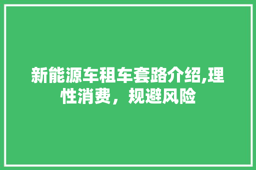 新能源车租车套路介绍,理性消费，规避风险