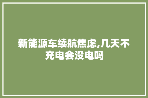新能源车续航焦虑,几天不充电会没电吗