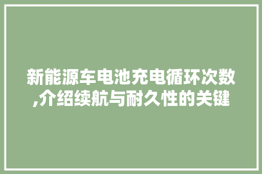 新能源车电池充电循环次数,介绍续航与耐久性的关键指标