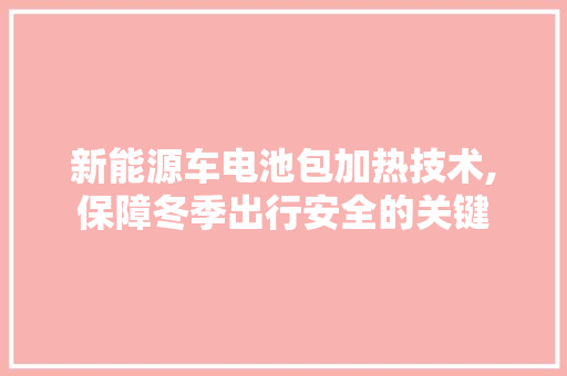 新能源车电池包加热技术,保障冬季出行安全的关键