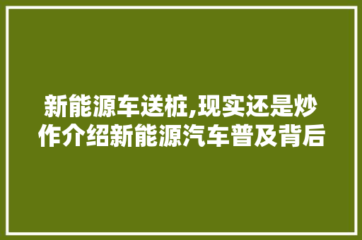新能源车送桩,现实还是炒作介绍新能源汽车普及背后的真相