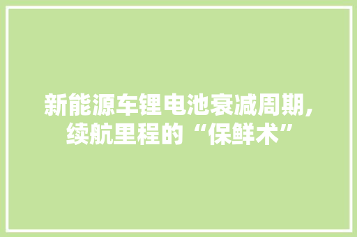 新能源车锂电池衰减周期,续航里程的“保鲜术”