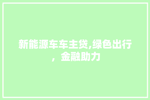 新能源车车主贷,绿色出行，金融助力