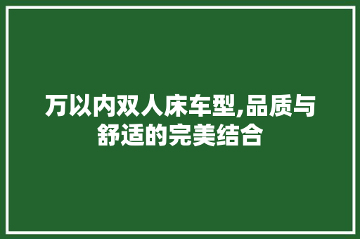 万以内双人床车型,品质与舒适的完美结合