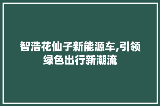 智浩花仙子新能源车,引领绿色出行新潮流