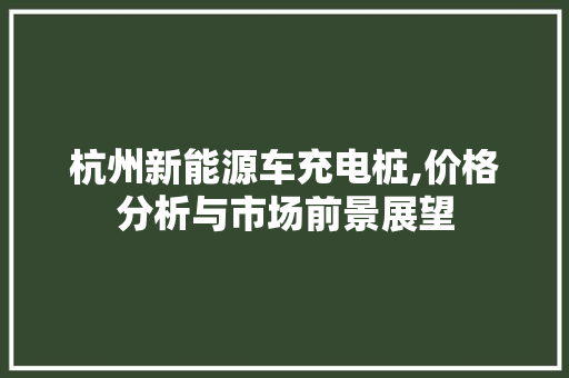 杭州新能源车充电桩,价格分析与市场前景展望