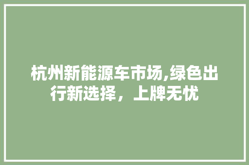 杭州新能源车市场,绿色出行新选择，上牌无忧