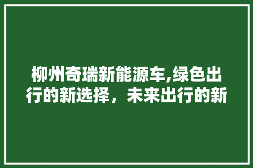 柳州奇瑞新能源车,绿色出行的新选择，未来出行的新趋势