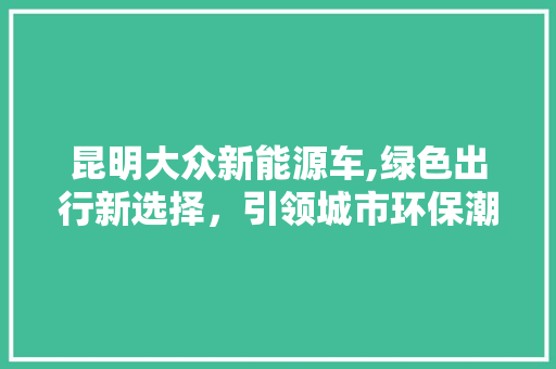 昆明大众新能源车,绿色出行新选择，引领城市环保潮流