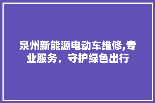 泉州新能源电动车维修,专业服务，守护绿色出行