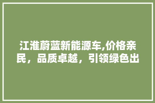 江淮蔚蓝新能源车,价格亲民，品质卓越，引领绿色出行新潮流