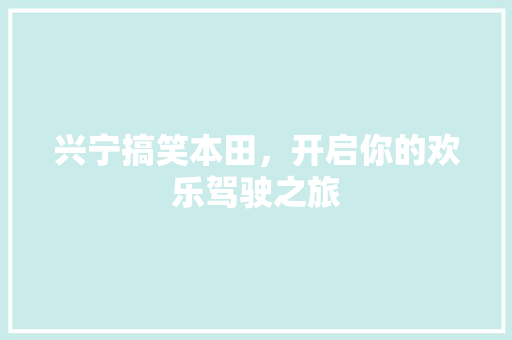 兴宁搞笑本田，开启你的欢乐驾驶之旅