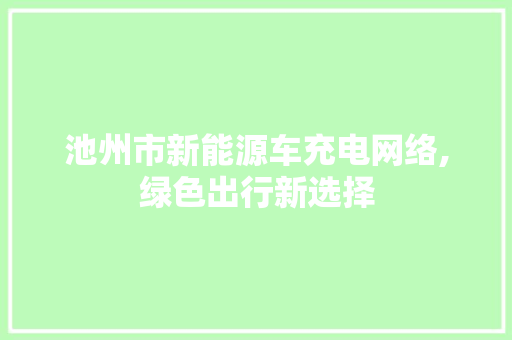 池州市新能源车充电网络,绿色出行新选择
