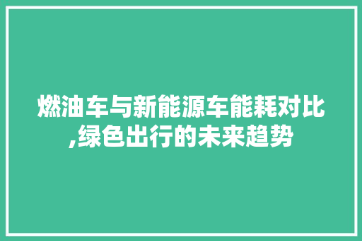 燃油车与新能源车能耗对比,绿色出行的未来趋势