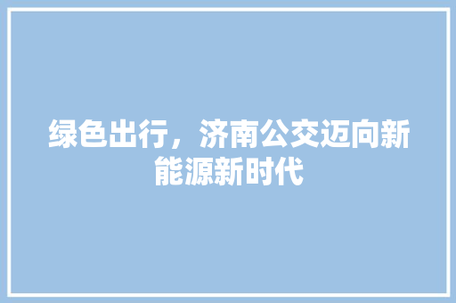 绿色出行，济南公交迈向新能源新时代