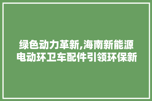 绿色动力革新,海南新能源电动环卫车配件引领环保新潮流