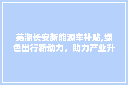芜湖长安新能源车补贴,绿色出行新动力，助力产业升级