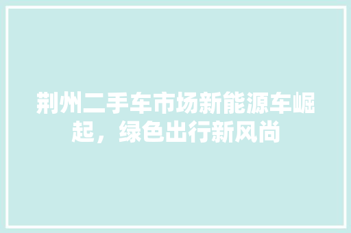 荆州二手车市场新能源车崛起，绿色出行新风尚