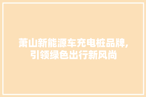 萧山新能源车充电桩品牌,引领绿色出行新风尚