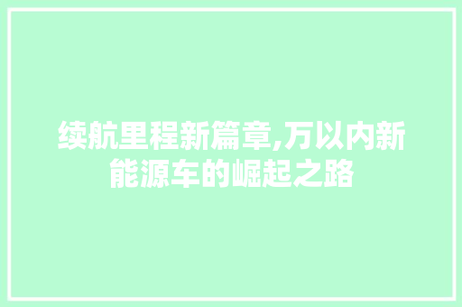续航里程新篇章,万以内新能源车的崛起之路