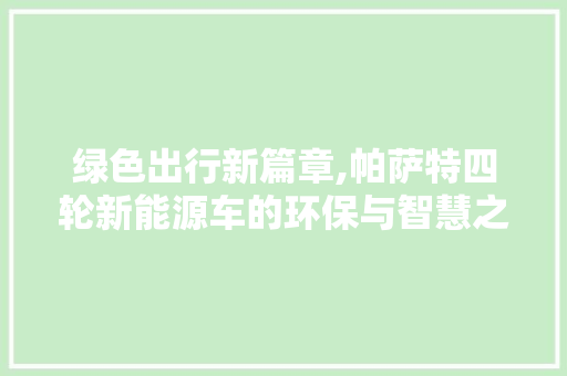 绿色出行新篇章,帕萨特四轮新能源车的环保与智慧之旅