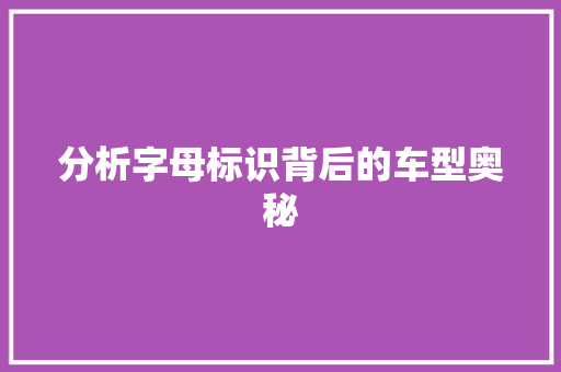 分析字母标识背后的车型奥秘