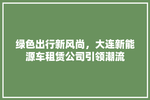 绿色出行新风尚，大连新能源车租赁公司引领潮流