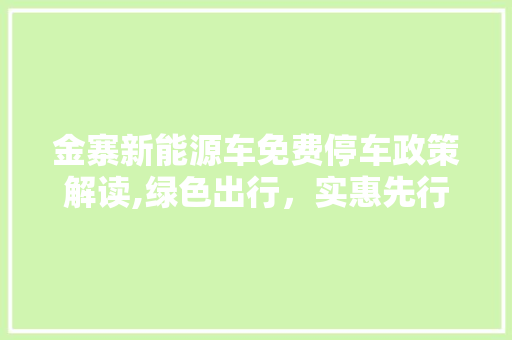 金寨新能源车免费停车政策解读,绿色出行，实惠先行