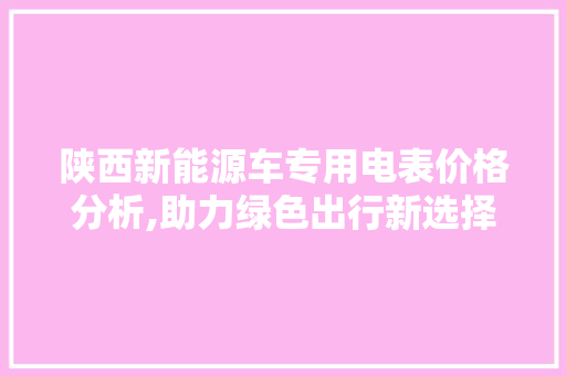 陕西新能源车专用电表价格分析,助力绿色出行新选择